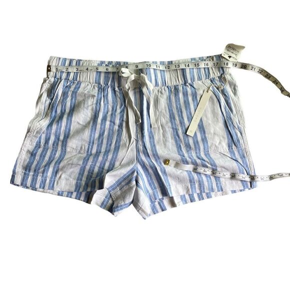 CASLON Stripe Linen Blend Shorts Size L - Picture 6 of 8